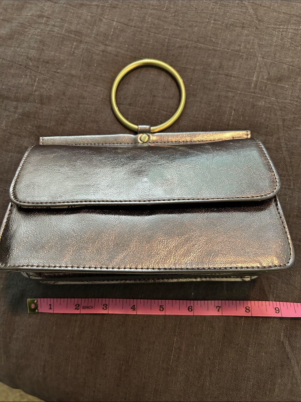 Joy Susan Metallic Rosegold/Silver Ring-Handle Crossbody Bag